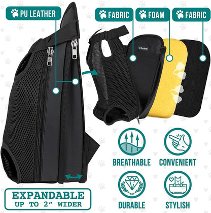 Dog Carrier Backpack, Adjustable Dog Pet Cat Front Carrier Backpack | Ventilated Dog Chest Carrier for Hiking Camping Travel, Sling Bag for Small Medium Dog Cat Puppies, Small, 5-9 Lbs, Black