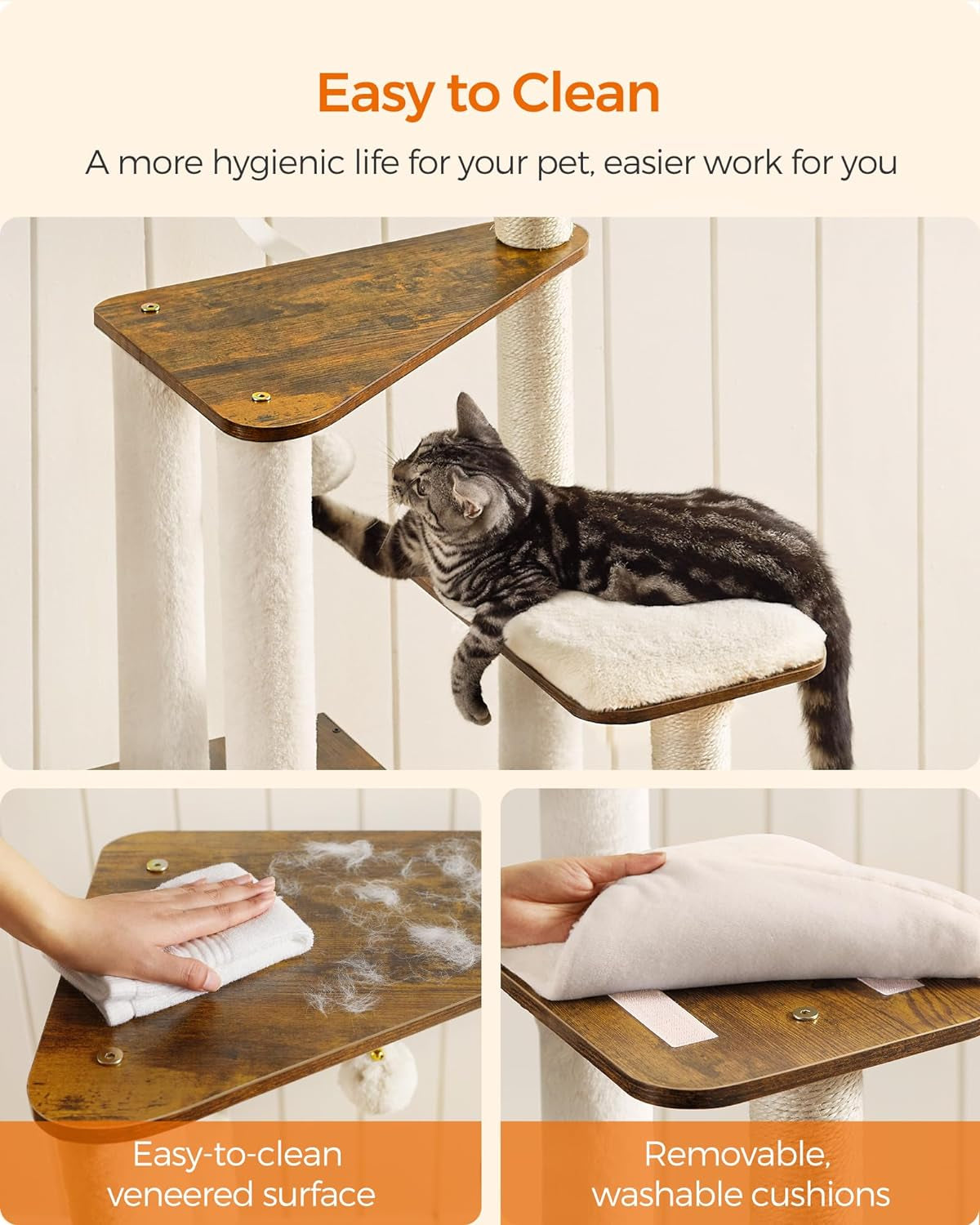 64.6-Inch Multi-Level Cat Tree Tower with Five Scratching Posts