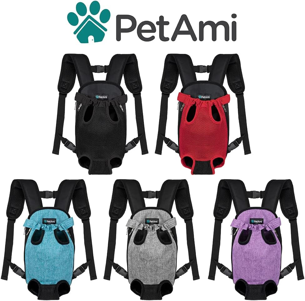 Dog Carrier Backpack, Adjustable Dog Pet Cat Front Carrier Backpack | Ventilated Dog Chest Carrier for Hiking Camping Travel, Sling Bag for Small Medium Dog Cat Puppies, Small, 5-9 Lbs, Black
