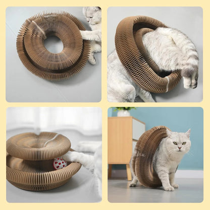 Kitty Curls Cat Toy,Magic Organ Cat Toy,Cat Scratcher for Grinding Claw Cardboard Cat Toys,Interactive Scratch Pad with Toy Ball