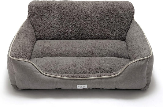 Rectangle Dog Bed - Washable and Warm with Anti-Slip Bottom for Small, Medium, and Large Dogs (Medium, Grey)