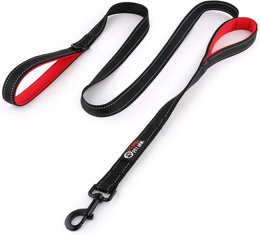 6-Foot Heavy Duty Dog Leash with Padded Traffic Handles, Reflective Dual Handle Design for Enhanced Control and Safety Training, Suitable for Large and Medium Dogs (Black)