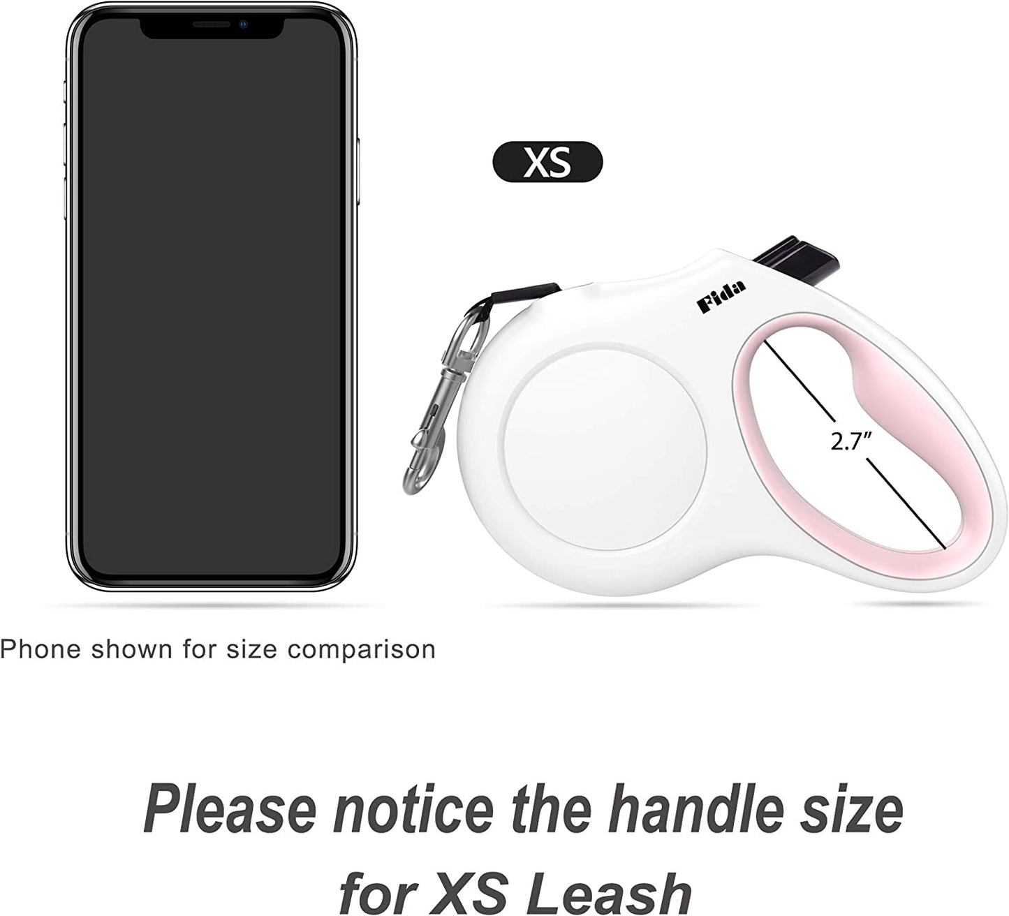 Retractable 10ft Dog Leash with Integrated Dispenser and Poop Bags in White and Pink