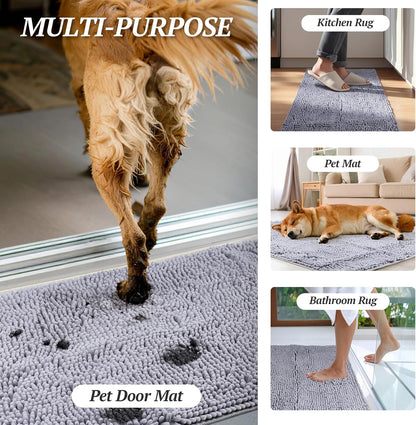 Absorpmax Dog Door Mat for Muddy Paws, 31" x 20", Beige