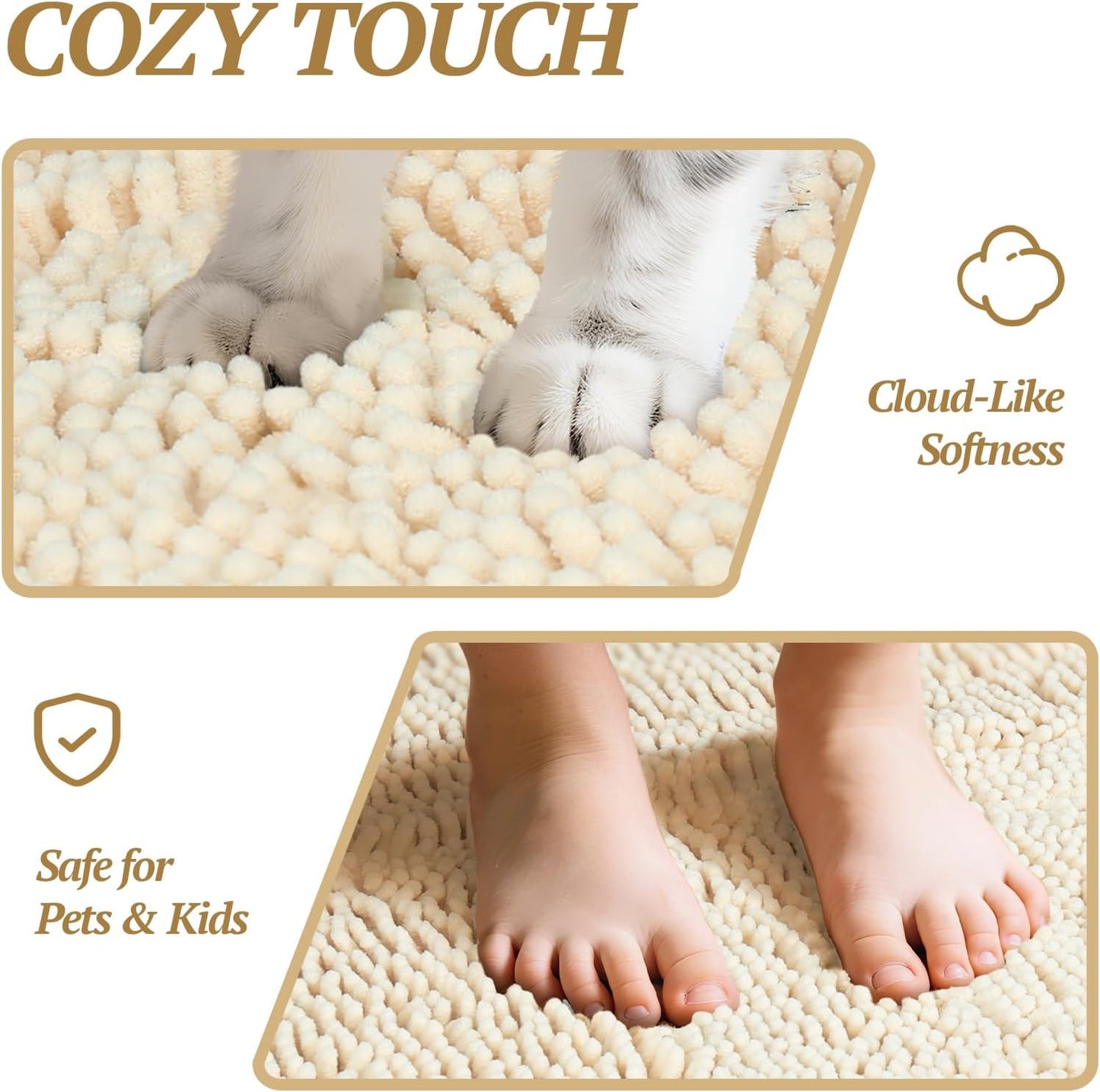 Absorpmax Dog Door Mat for Muddy Paws, 31" x 20", Beige