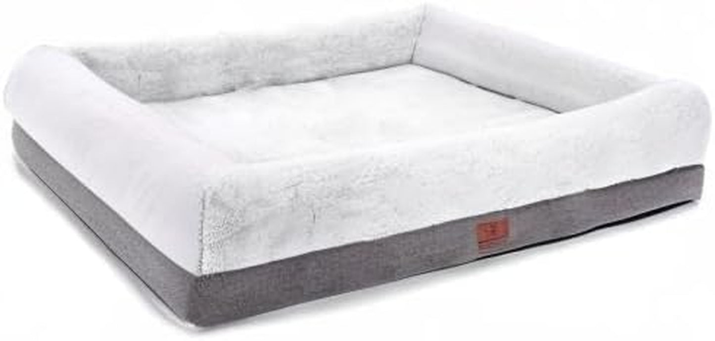 Medium Orthopedic Dog Bed with Bolster Sides, Removable Washable Cover, Non-Skid Bottom, and Egg Foam Cushion, 31 x 25 Inches, Gray