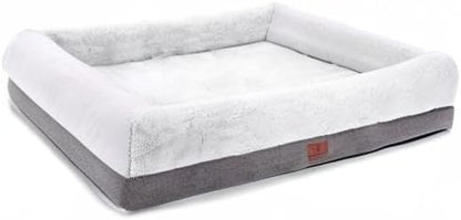 Medium Orthopedic Dog Bed with Bolster Sides, Removable Washable Cover, Non-Skid Bottom, and Egg Foam Cushion, 31 x 25 Inches, Gray