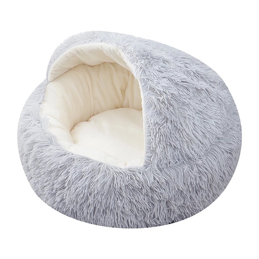 Premium Calming Pet Beds and Hooded Cat Cave with Removable Washable Cover, Round Anti-Slip Faux Fur Bed for Small to Medium Pets, Supports Up to 11 lbs for Enhanced Sleep Comfort