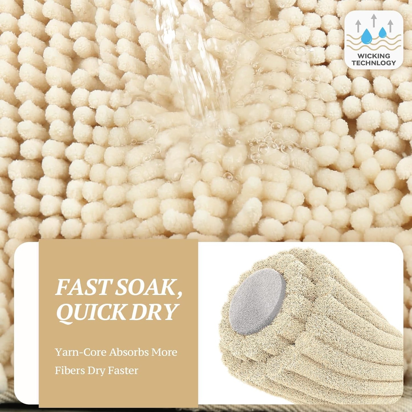 Absorpmax Dog Door Mat for Muddy Paws, 31" x 20", Beige