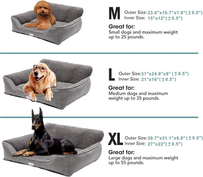 Rectangle Dog Bed - Washable and Warm with Anti-Slip Bottom for Small, Medium, and Large Dogs (Medium, Grey)