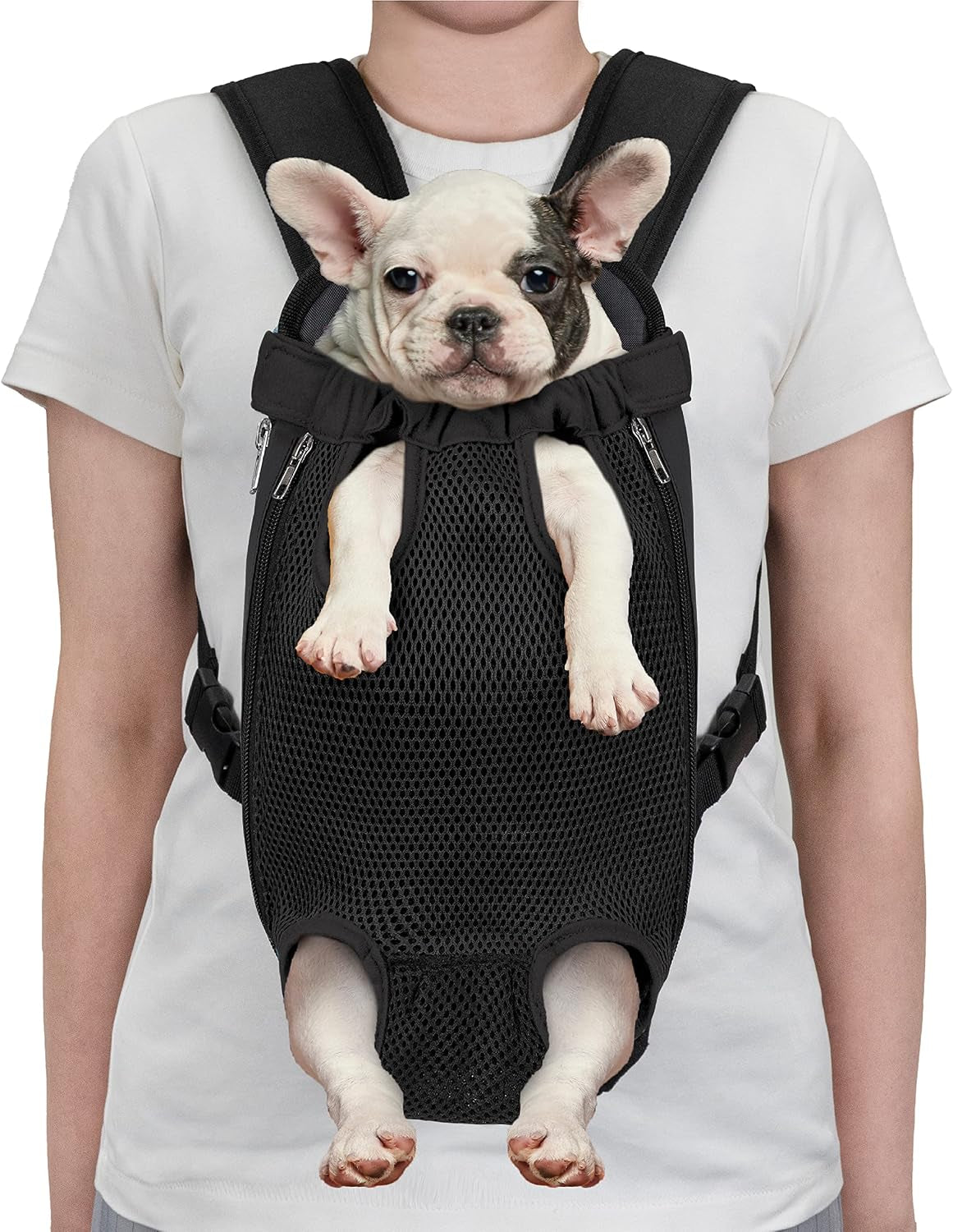 Dog Carrier Backpack, Adjustable Dog Pet Cat Front Carrier Backpack | Ventilated Dog Chest Carrier for Hiking Camping Travel, Sling Bag for Small Medium Dog Cat Puppies, Small, 5-9 Lbs, Black