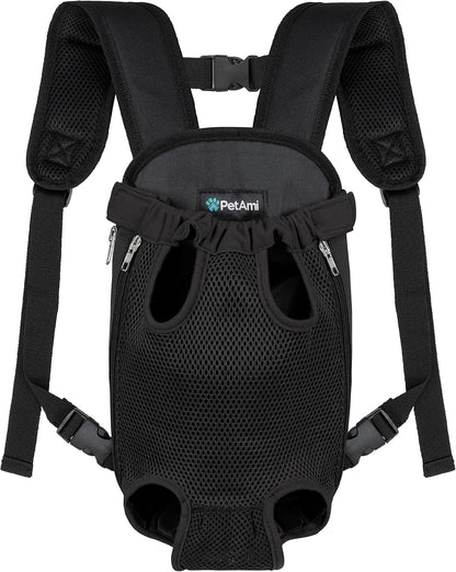 Dog Carrier Backpack, Adjustable Dog Pet Cat Front Carrier Backpack | Ventilated Dog Chest Carrier for Hiking Camping Travel, Sling Bag for Small Medium Dog Cat Puppies, Small, 5-9 Lbs, Black