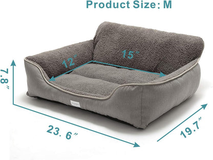 Rectangle Dog Bed - Washable and Warm with Anti-Slip Bottom for Small, Medium, and Large Dogs (Medium, Grey)