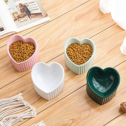 Dark Green Ceramic Elevated Cat Bowls for Food and Water, Stress-Free Design with Backflow Prevention, Dishwasher and Microwave Safe, Lead and Cadmium Free