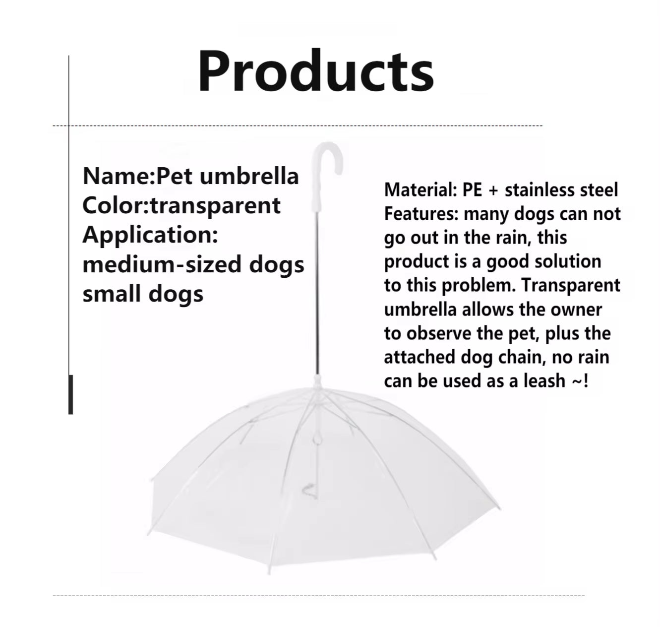 2026 Adjustable Rainproof and Snowproof Umbrella Leash for Small Dogs