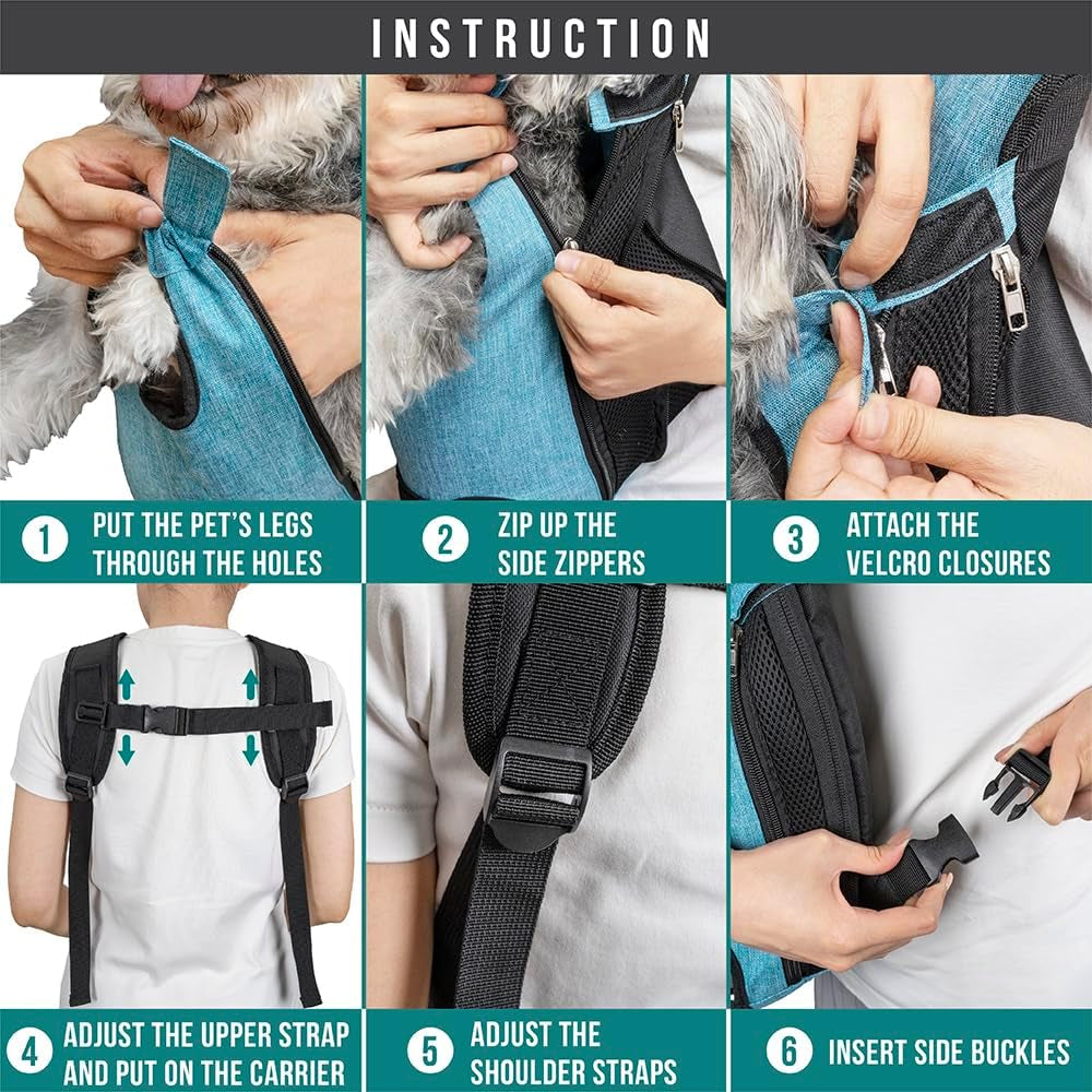 Dog Carrier Backpack, Adjustable Dog Pet Cat Front Carrier Backpack | Ventilated Dog Chest Carrier for Hiking Camping Travel, Sling Bag for Small Medium Dog Cat Puppies, Small, 5-9 Lbs, Black