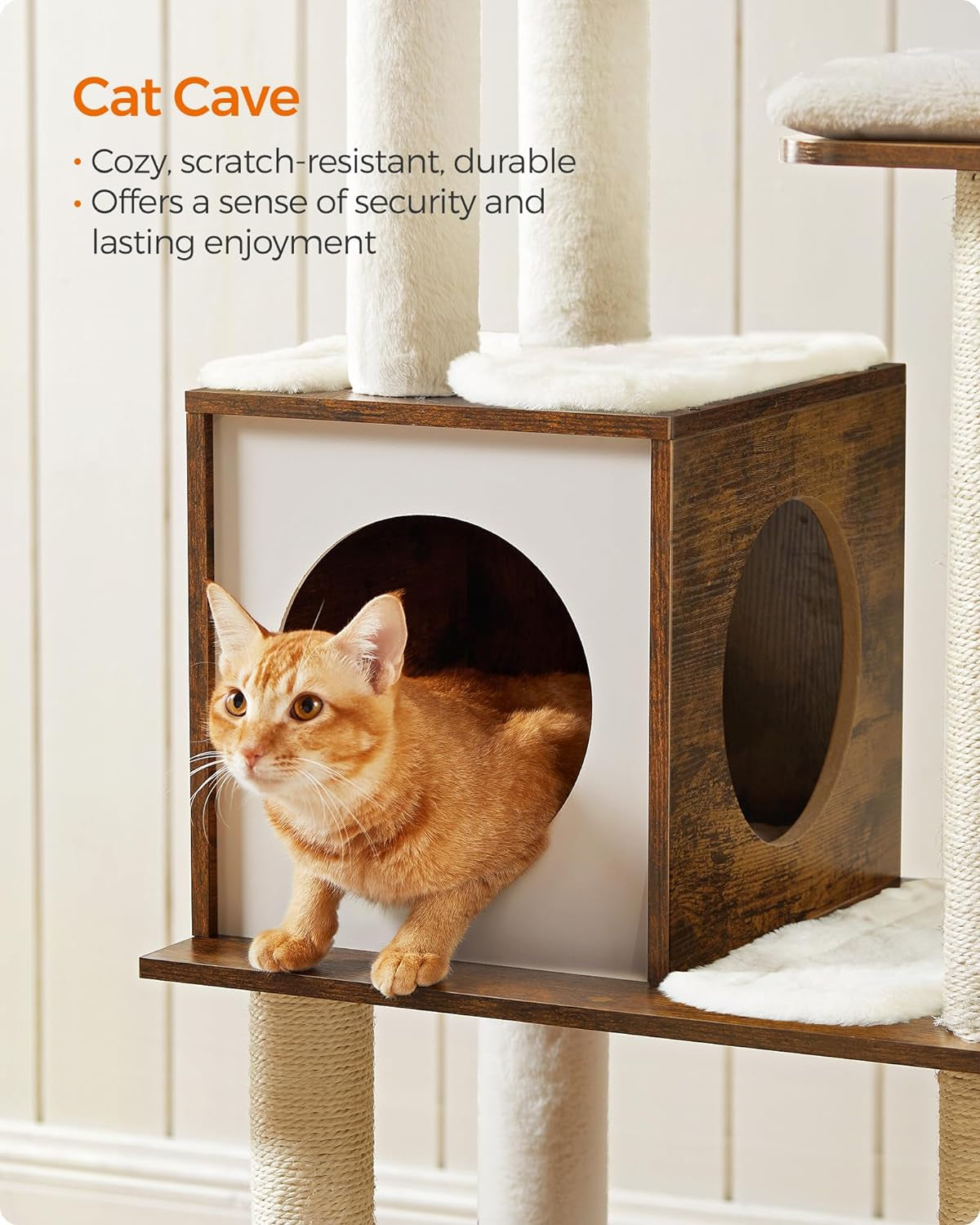 64.6-Inch Multi-Level Cat Tree Tower with Five Scratching Posts