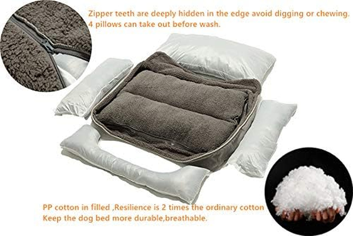 Rectangle Dog Bed - Washable and Warm with Anti-Slip Bottom for Small, Medium, and Large Dogs (Medium, Grey)