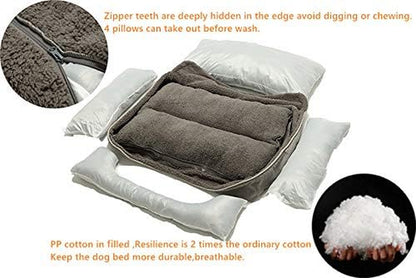 Rectangle Dog Bed - Washable and Warm with Anti-Slip Bottom for Small, Medium, and Large Dogs (Medium, Grey)