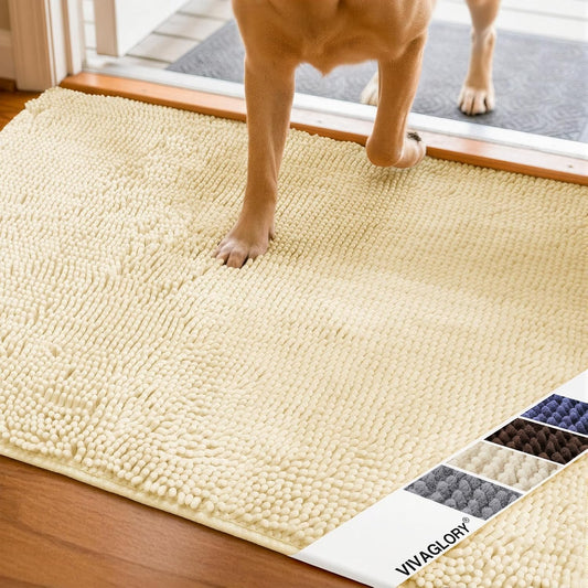 Absorpmax Dog Door Mat for Muddy Paws, 31" x 20", Beige