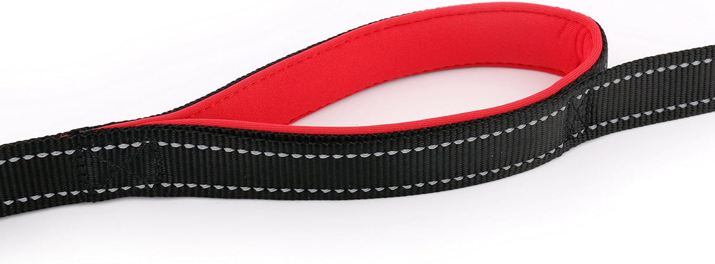 6-Foot Heavy Duty Dog Leash with Padded Traffic Handles, Reflective Dual Handle Design for Enhanced Control and Safety Training, Suitable for Large and Medium Dogs (Black)
