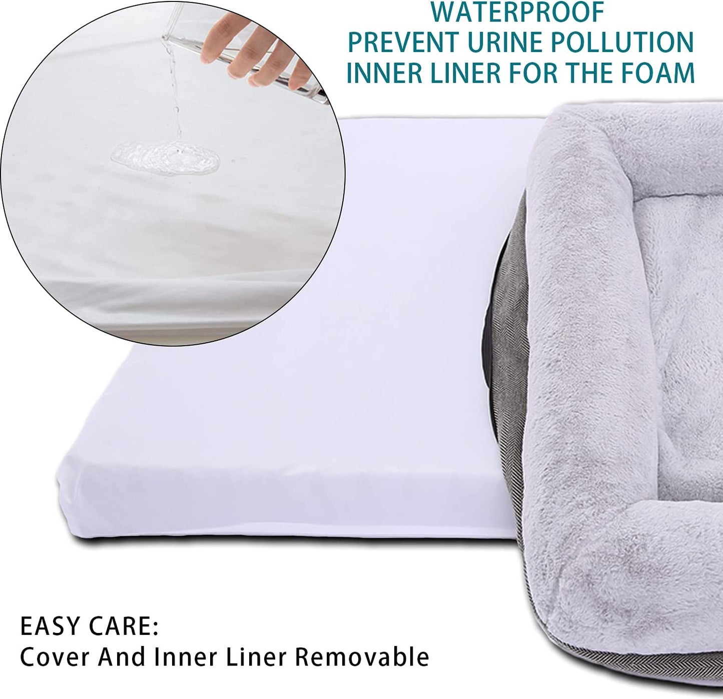 Medium Orthopedic Dog Bed with Bolster Sides, Removable Washable Cover, Non-Skid Bottom, and Egg Foam Cushion, 31 x 25 Inches, Gray