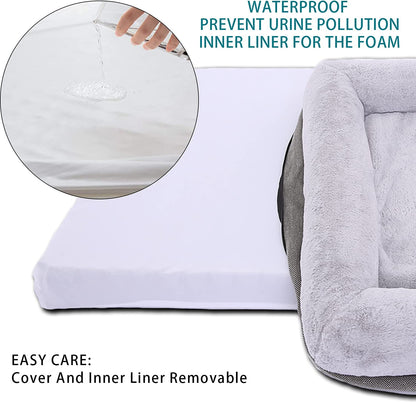 Medium Orthopedic Dog Bed with Bolster Sides, Removable Washable Cover, Non-Skid Bottom, and Egg Foam Cushion, 31 x 25 Inches, Gray
